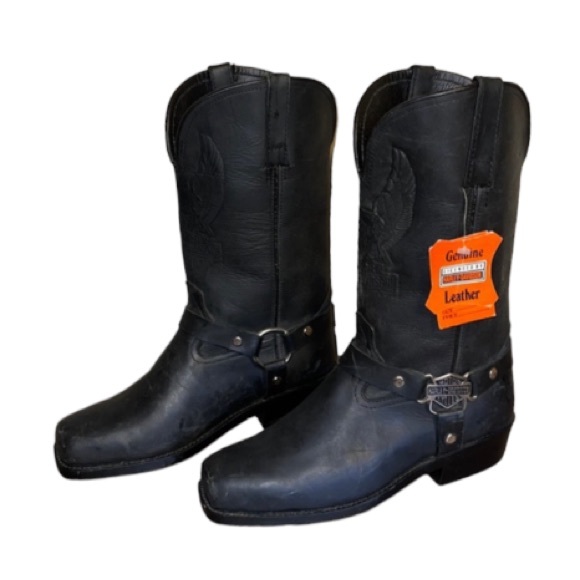 🆕 Harley Davidson Black Leather Biker Boots - Men’s Size 8 - Picture 12 of 12